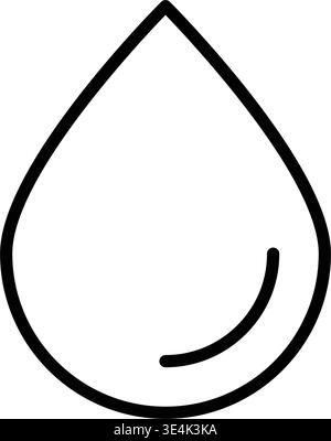 Un'icona minimalista con contorno nero che rappresenta una singola goccia di acqua liquida, comunemente utilizzata per le previsioni meteorologiche e i concetti di progettazione ambientale. Illustrazione Vettoriale