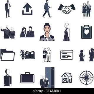 "Un'ampia e premium collezione di icone professionali di linee vettoriali e glifi, appositamente studiate per diverse aziende e tecnologie moderne Illustrazione Vettoriale