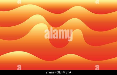 Forme d'onda astratte con sfumature vibranti di tonalità arancio e giallo Illustrazione Vettoriale