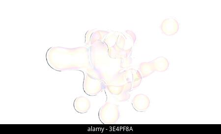 metaballi dell'acqua 3d su rendering 3d bg bianco Foto Stock