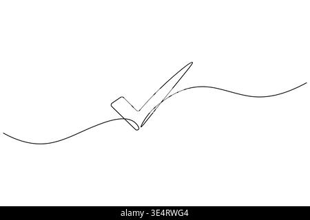 Selezionare il segno di spunta tenendo la mano il segno di spunta nel disegno a linea continua Illustrazione Vettoriale