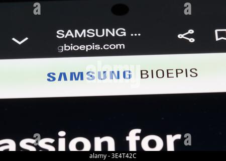 Shanghai, Cina-10 ottobre 2025: Logo del marchio Samsung Bioepis sul sito Web Foto Stock