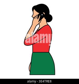Una donna che usa un asciugacapelli Illustrazione Vettoriale