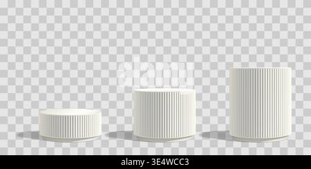 Scultura poduim bg, colonna in marmo isolata in 3d. Elegante vendita di prodotti a colonna, stativo bianco cosmetico. Plateau astratto di lusso, piedistallo per la cura della pelle classico Illustrazione Vettoriale