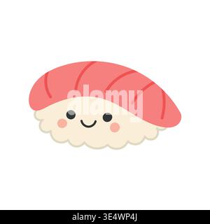 Pesce a illustrazione vettoriale con ristorante di sushi e cartoni animati giapponesi. Pesce di riso asiatico con menu vettoriale giapponese e piatti di tonno Illustrazione Vettoriale