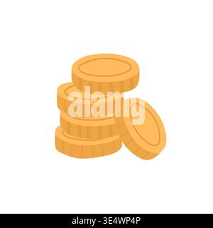 Cartoni animati moneta e illustrazione vettoriale oro con icona di design finanza. Attività di pile e pile di monete isolate in background con un investimento di successo Illustrazione Vettoriale