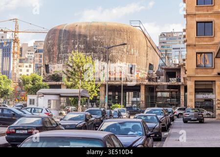 BEIRUT, LIBANO - 21 LUGLIO 2022: The Egg (The Dome), edificio del cinema incompiuto a Beirut, Libano Foto Stock