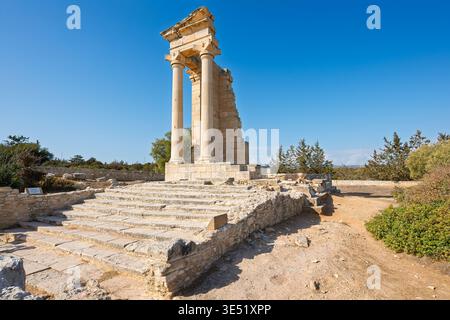 Il Santuario di Apollon Hylates, noto anche come il Tempio di Apollo, un antico punto di riferimento a Kourion, Cipro. Foto Stock