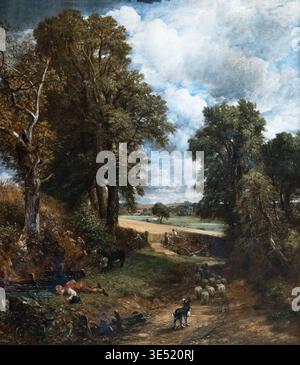 John Constable 'The Cornfield' 1826; John Constable dipinge di un paesaggio vicino a Dedham, Suffolk. Pittura paesaggistica stabile del XIX secolo; dipinti degli anni '1800; pittura ad olio su tela Foto Stock