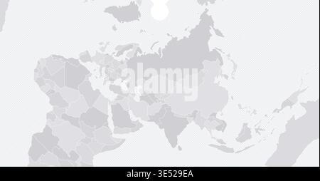 Mappa Eurasia Wide Wireframe personalizzabile - proiezione conica equidistante Illustrazione Vettoriale