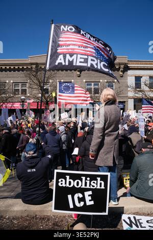 No Kings protesta ad Ann Arbor Michigan, marzo 28 2026 Foto Stock