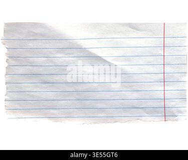 Clip di carta isolata. Mockup bianco con bordo strappato. Blocco note reale con isolamento di linea. Foto Stock
