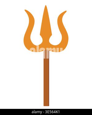 Navratri, simbolo Diwali trishul che rappresenta il Signore Shiva, icona spirituale e religiosa indiana in stile piatto. Illustrazione Vettoriale