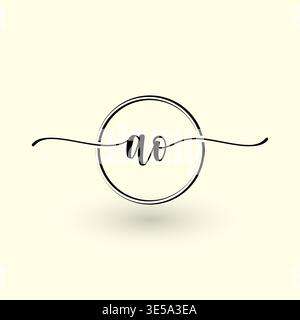 Logo AO Letter Circle Line Illustrazione Vettoriale