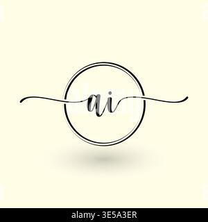 Logo della linea circolare con lettera AI Illustrazione Vettoriale