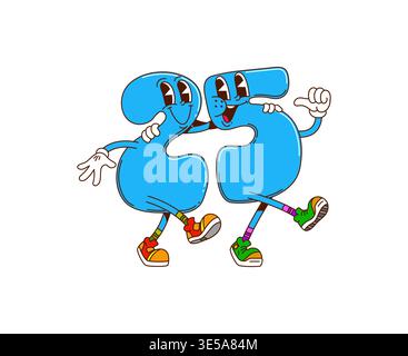 Cartoon groove hippie matematica numero 25 caratteri Illustrazione Vettoriale