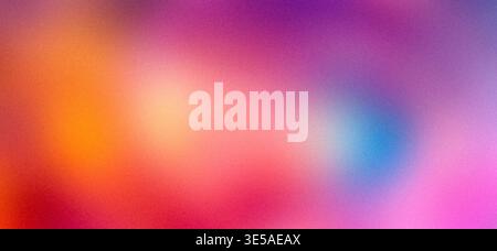 Sfondo sfumato sfocatura multicolore grana astratta con intestazione per striscioni dal design moderno viola rosa arancione Foto Stock
