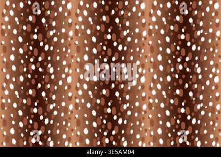 Motivo di pelliccia del cervo invernale. Sfondo marrone senza cuciture con macchie bianche. Texture della pelle di animali selvatici per un design stagionale. Illustrazione Vettoriale