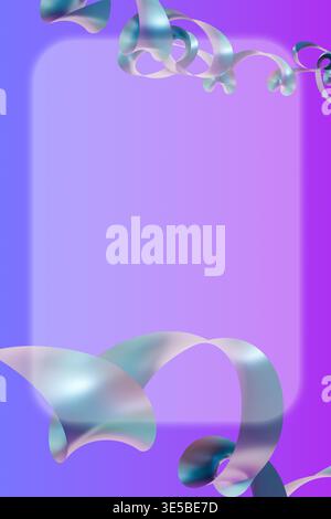 Sfondo astratto in stile y2k luminoso con forme olografiche fluide e cornice morbida e colori sfumati vivaci con spazio di copia centrale per il testo Foto Stock