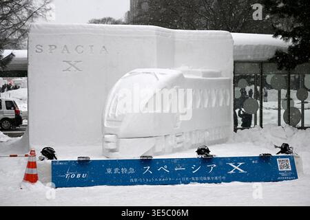Sculture di neve, Festival della neve di Sapporo, Sapporo, isola di Hokkaido, Giappone. Foto Stock
