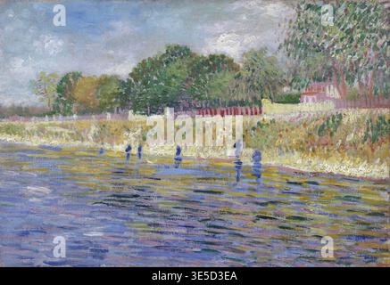 Bank of the Seine (1887), un dipinto di Vincent Willem van Gogh (nato il 30 marzo 1853, a Groot-Zundert; morto il 29 luglio 1890, ad Auvers-sur-Oise), pittore e disegnatore olandese, uno dei fondatori della pittura moderna. Illustrazione, riproduzione di un dipinto. La data esatta dell'originale non è nota. Storico. Foto Stock