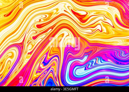 Primo piano su una bolla di sapone con forme astratte casuali e colori per lo sfondo Foto Stock