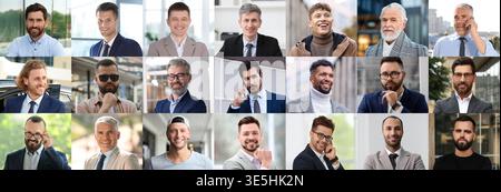 Uomini di età diverse. Ampia collezione di ritratti maschili Foto Stock