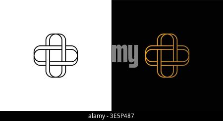 elegante ed elegante design con logo cross plus Illustrazione Vettoriale