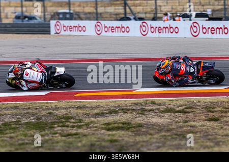 29 marzo 2026, Austin, Texas, USA: Piloti Moto2 in azione durante la gara Moto2 durante il Red Bull Grand Prix degli Stati Uniti sul circuito delle Americhe ad Austin, Texas. (Credit Image: © Dan Wozniak/ZUMA Press Wire) SOLO PER USO EDITORIALE! Non per USO commerciale! Foto Stock
