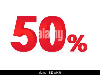Sconto del 50% o del 50%. 50% per banner, poster o pubblicità. Illustrazione vettoriale. Illustrazione Vettoriale