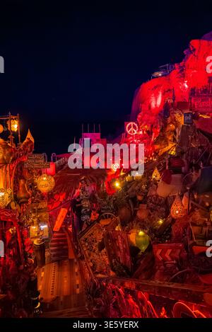 Farsha Mountain Lounge di notte a Sharm El Sheikh, Egitto Foto Stock