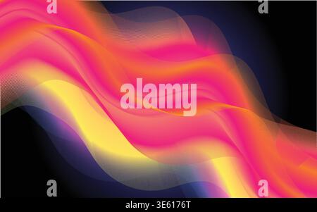 Design a onde colorate astratte con eps vettoriale nelle tonalità rosa, giallo e viola sfondo fluido dalle onde vibranti con sfumature in mesh arancione e rosa fluente Illustrazione Vettoriale