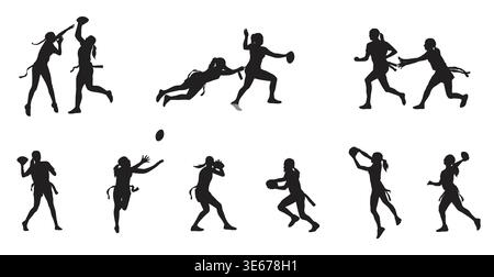 silhouette da calcio con bandiera femminile Illustrazione Vettoriale