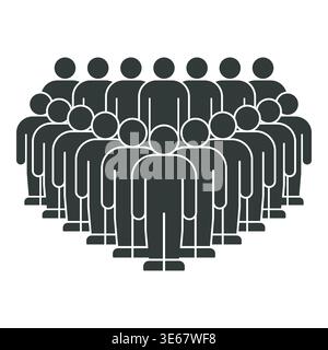 Grande gruppo di figure umane semplificate in silhouette Illustrazione Vettoriale