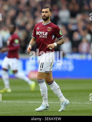 Londra, Regno Unito. 5 aprile 2026. LONDRA, INGHILTERRA, 5 APRILE: Taty Castellanos del West Ham United durante la partita di fa Cup tra West Ham United e Leeds United al London Stadium il 5 aprile 2026 a Londra, Inghilterra (foto di Alexander Canillas/Sports Press Photo) credito: SPP Sport Press Photo. /Alamy Live News Foto Stock
