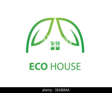 Design con logo Eco House Home Illustrazione Vettoriale