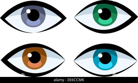 Icone colorate per gli occhi Illustrazione Vettoriale