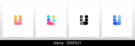 Forma circolare e a capsula Logo a forma di lettera colorata Design U Illustrazione Vettoriale