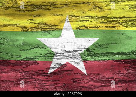 Bandiera di Myanmar - bandiera realistica di tessuto ondulato Foto Stock