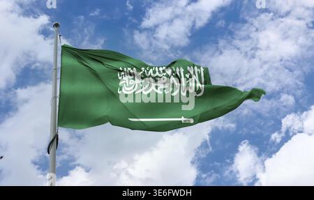 Bandiera dell'Arabia Saudita - bandiera realistica del tessuto ondulato Foto Stock