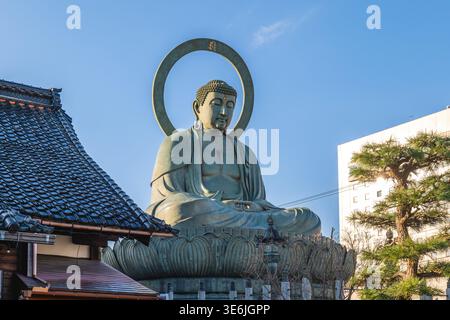 Statua del grande Buddha di Takaoka situata nella città di Takaoka, prefettura di Toyama, Hokuriku, Giappone Foto Stock