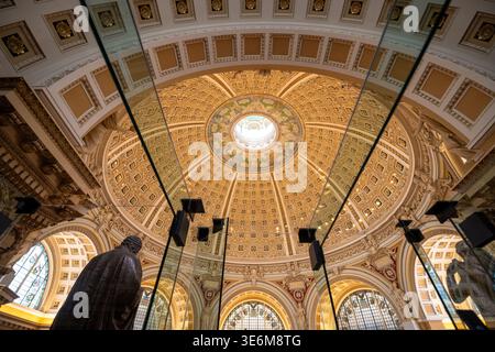 Soffitto della sala lettura principale nella Biblioteca del Congresso. Thomas Jefferson Building, Washington D.C. Foto Stock