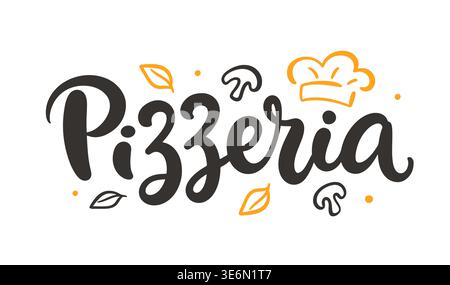 Logo Pizzeria scritta a mano isolata Illustrazione Vettoriale