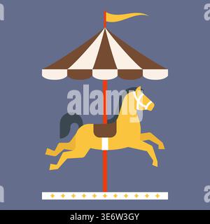 Yellow Carousel Horse Classic Fairground, giostra, illustrazione vettoriale Illustrazione Vettoriale