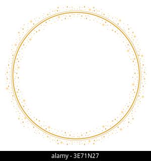 Cornice bordo cerchio d'oro con scintillante decorazione a stelle glitter Illustrazione Vettoriale