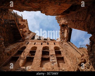 Una passeggiata attraverso lo storico villaggio museale di Misfat al Abriyyin, Oman Foto Stock
