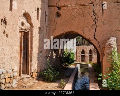 Le rovine dell'oasi di Birkat al-Mouz, Oman Foto Stock