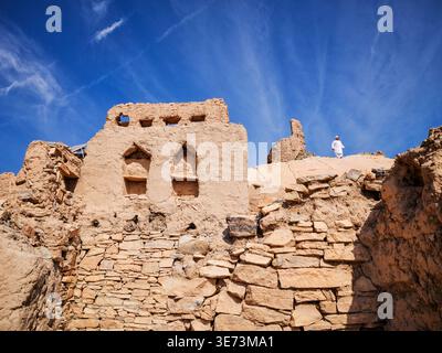 Le rovine dell'oasi di Birkat al-Mouz, Oman Foto Stock