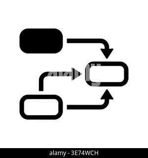 Diagramma diagramma di flusso semplice icona nera, processo, flusso di lavoro, concetto di connessione Illustrazione Vettoriale