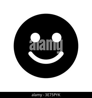 Illustrazione vettoriale con icona a faccia sorridente nera Design minimalista semplice Illustrazione Vettoriale